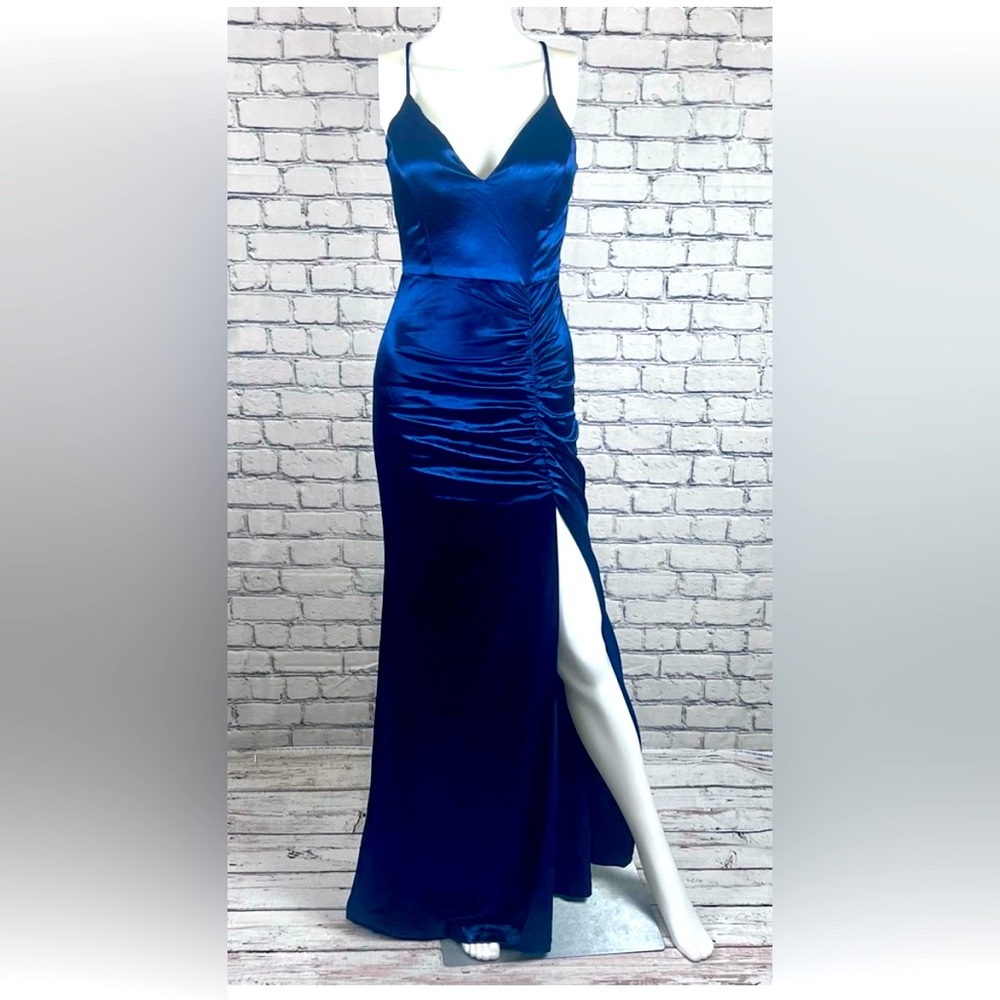 Strappy Lace Back Blue Dress